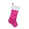 20.5" Sequin Snowflake Stocking with White Faux Fur Cuff, Pink
